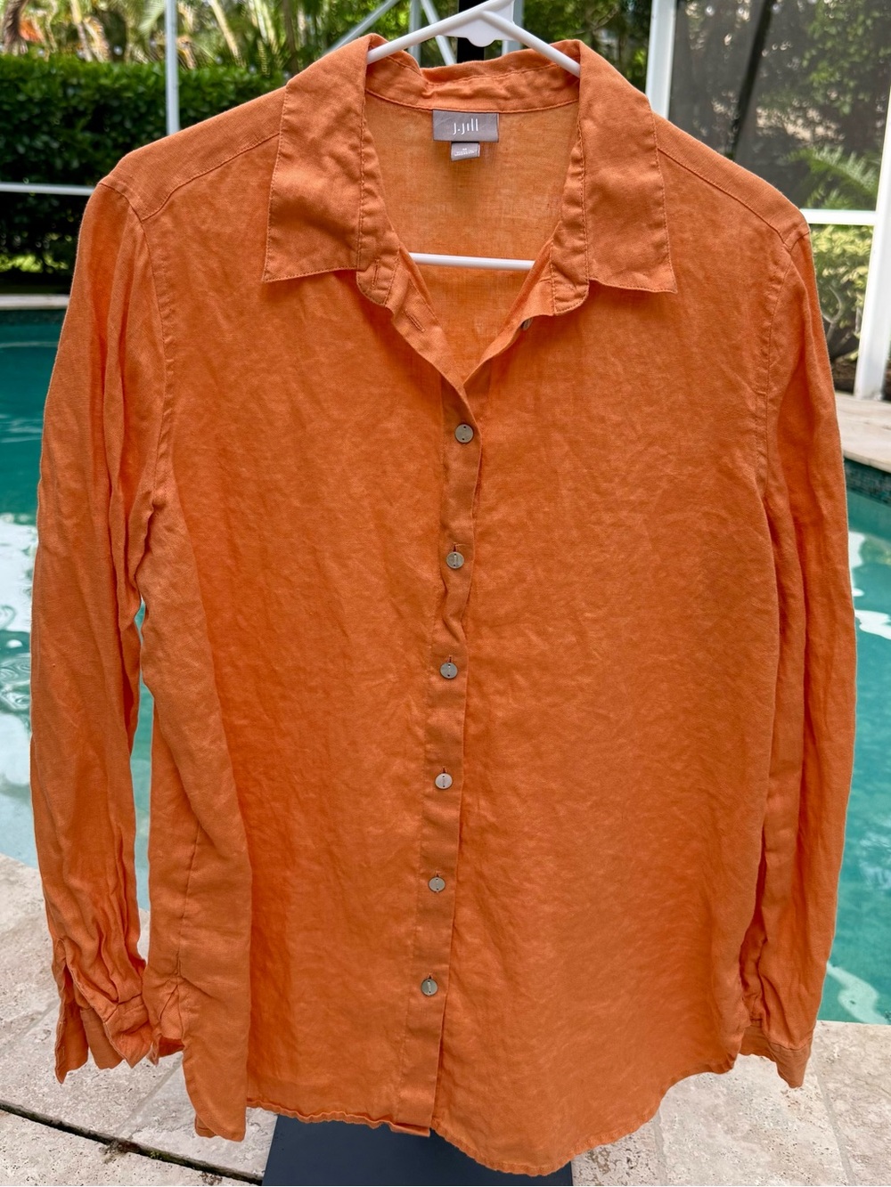 J. Jill linen blouse in orange/tangerine. Size M medium.